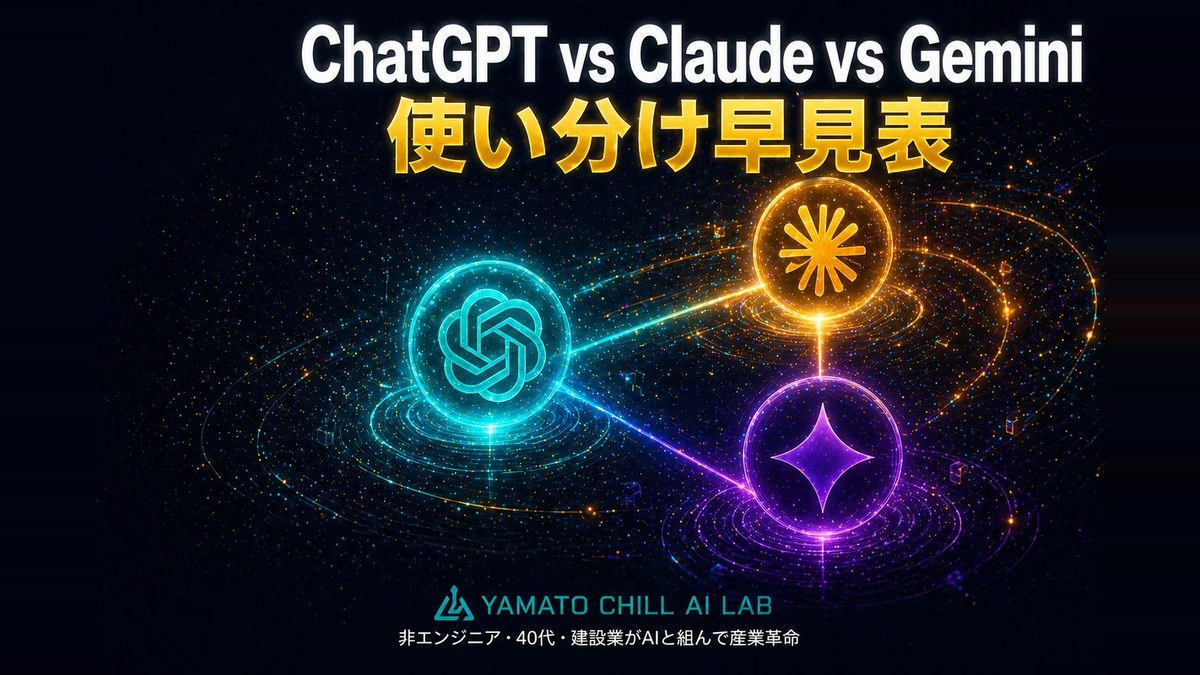 ChatGPT vs Claude vs Gemini 用途別使い分け早見表