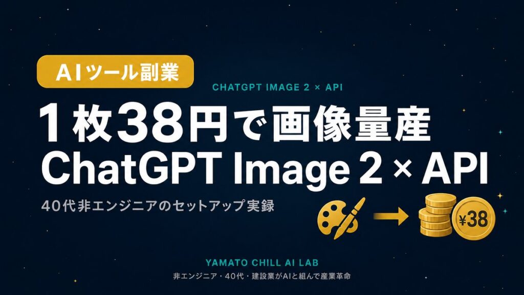 ChatGPT Image 2 をAPIで動かしたら1枚38円で画像量産 40代非エンジニアのセットアップ実録 アイキャッチ