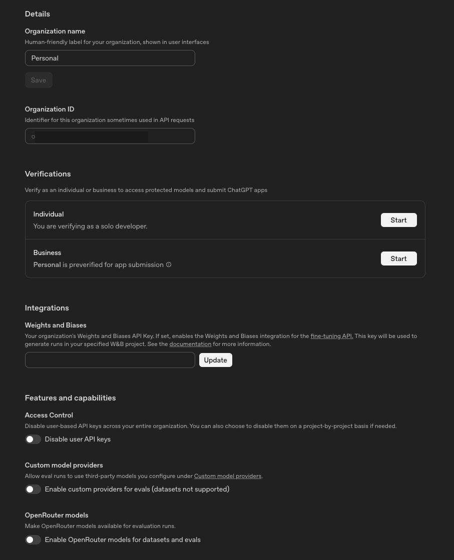 OpenAI Verifications セクション。Individual と Business の2つの Start ボタン