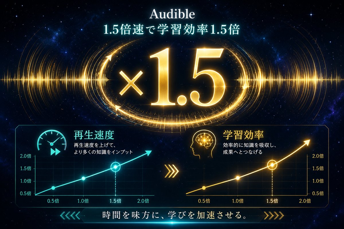 Audible 1.5倍速で学習効率1.5倍
