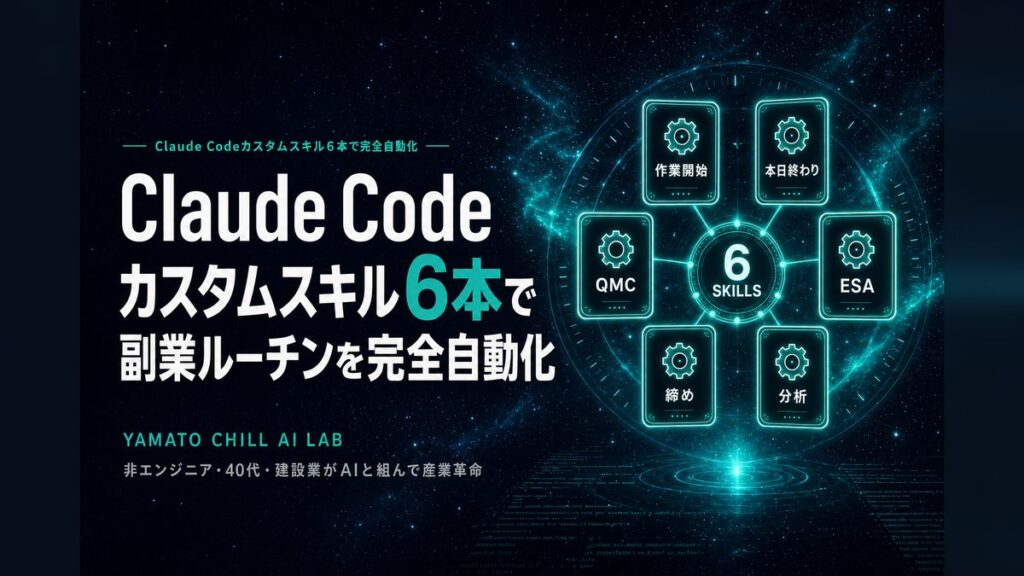 Claude Codeカスタムスキル6本で副業ルーチンを完全自動化するアイキャッチ