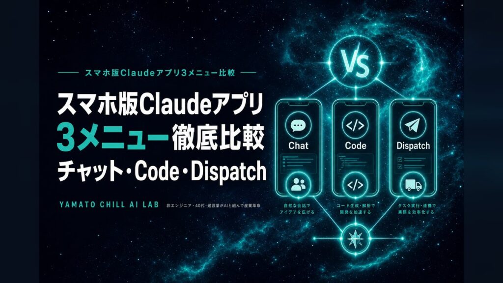スマホ版Claudeアプリの3メニュー徹底比較のアイキャッチ