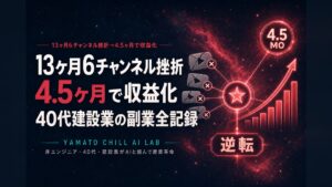 13ヶ月6チャンネル挫折から4.5ヶ月で収益化した40代建設業のアイキャッチ