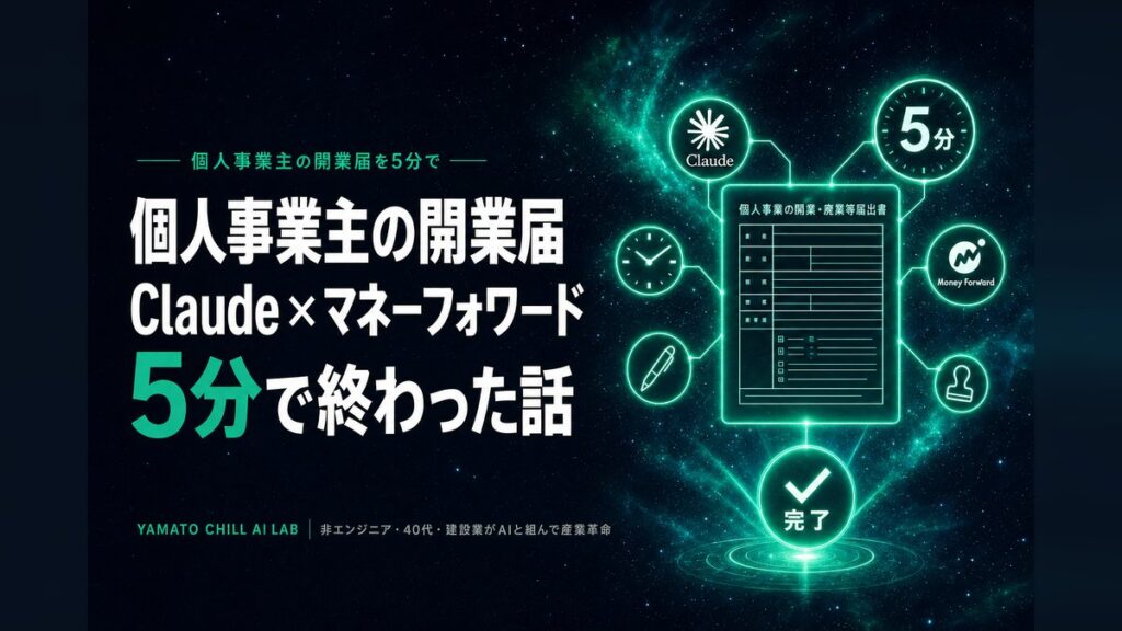 個人事業主の開業届をClaude×マネーフォワードで5分で終わらせたアイキャッチ