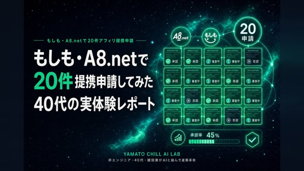もしもA8.netで20件アフィリ提携申請してみた40代の実体験のアイキャッチ