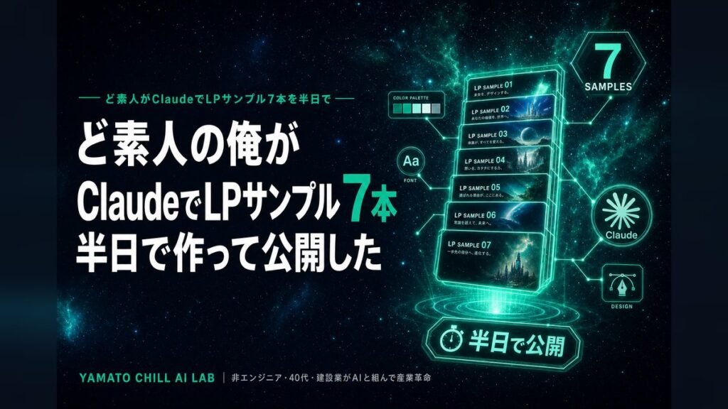 ClaudeでLPサンプル7本を半日で作って公開した実録のアイキャッチ