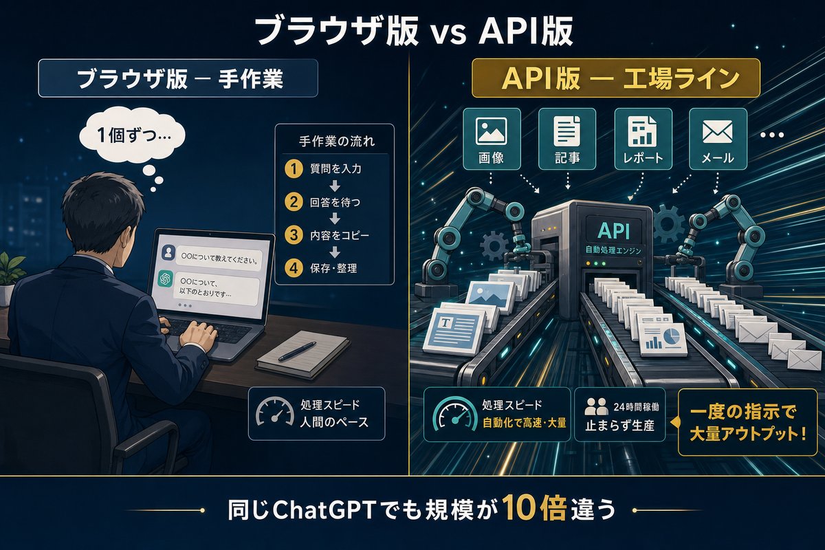 ChatGPTブラウザ版とAPI版の違い