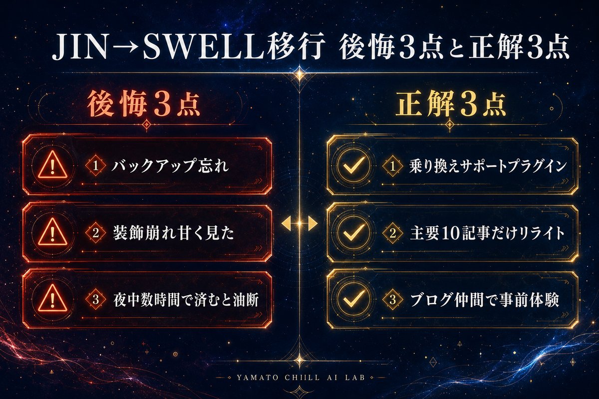 JIN→SWELL移行 後悔3点と正解3点