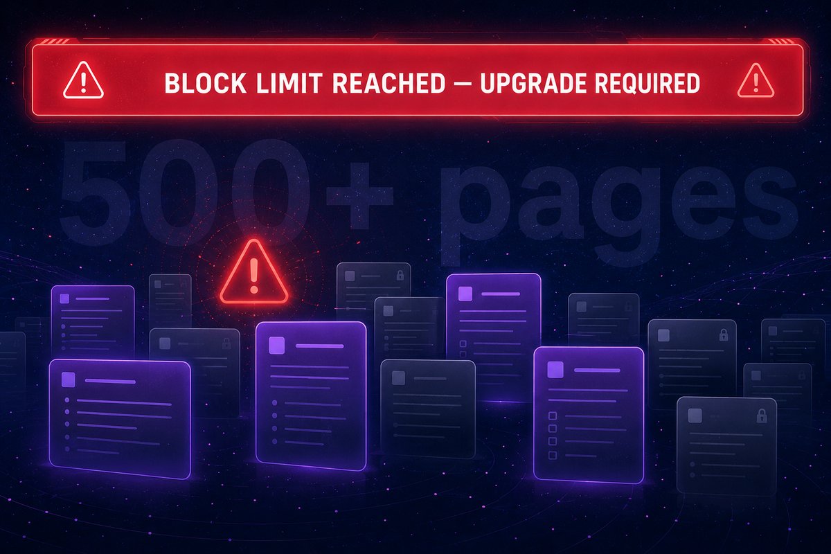 ある朝Notionに赤い『無料ブロック使い切り』バーが出た瞬間の図解