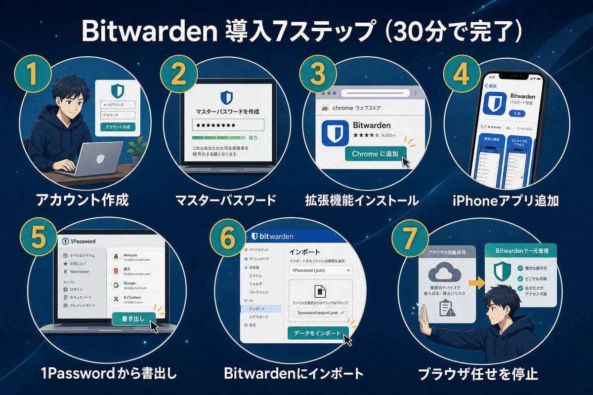 Bitwarden 導入7ステップ