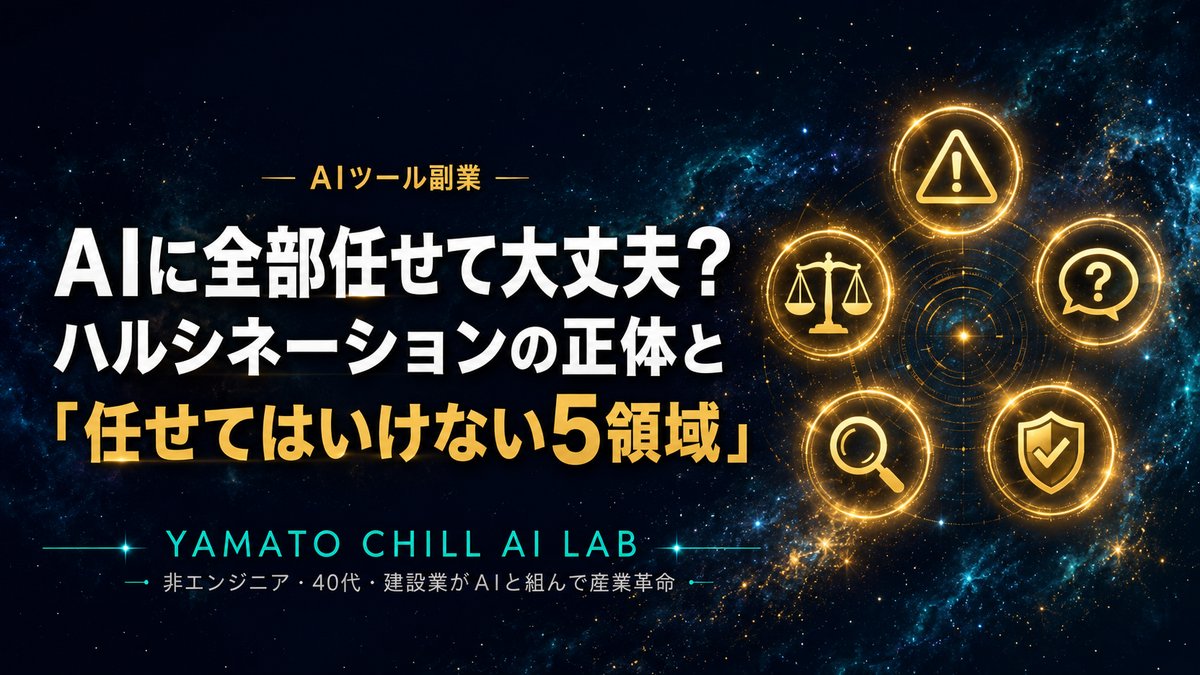 AIのハルシネーションと任せてはいけない5領域を示すアイキャッチ