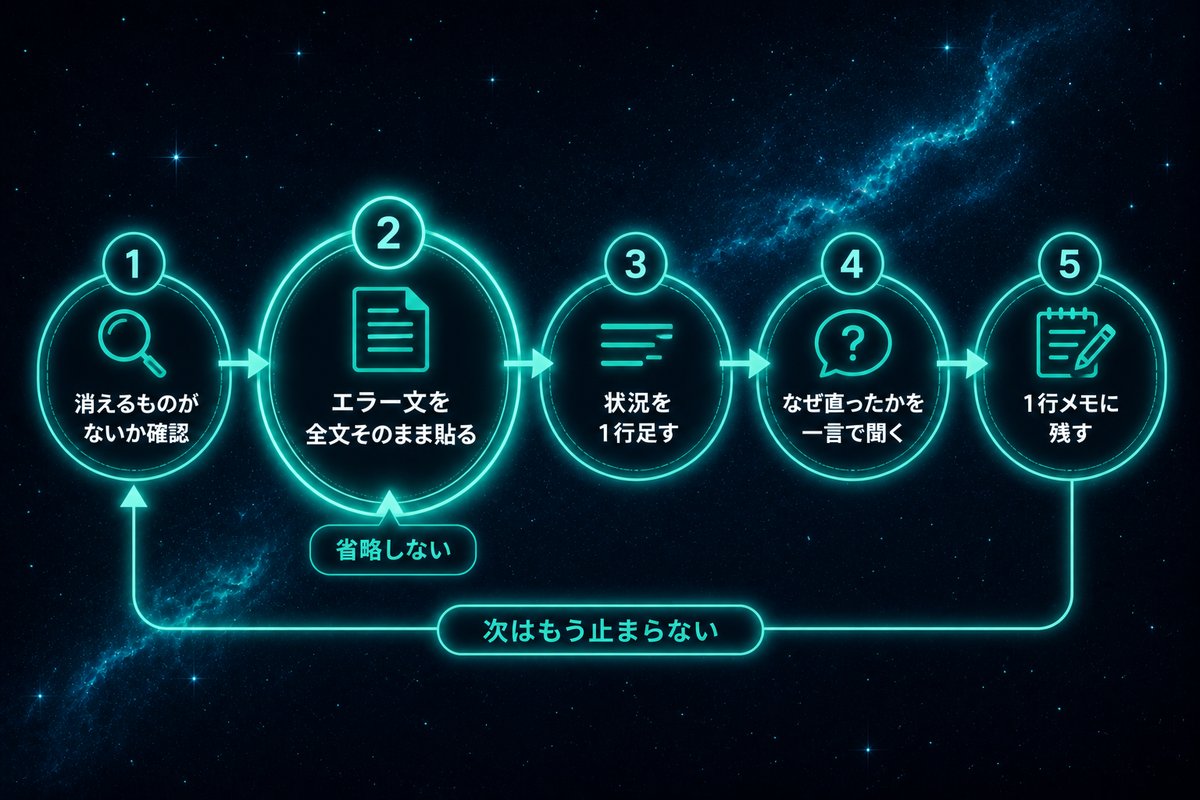 作業が止まった時にやることを5ステップにまとめた手順フロー図