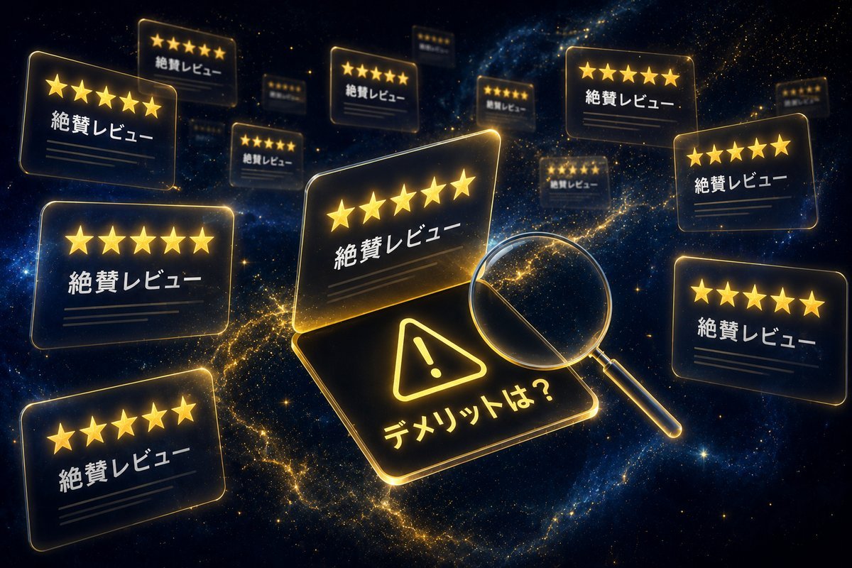 SWELLの検索結果が絶賛レビューで埋まりやすい構造を示した図解