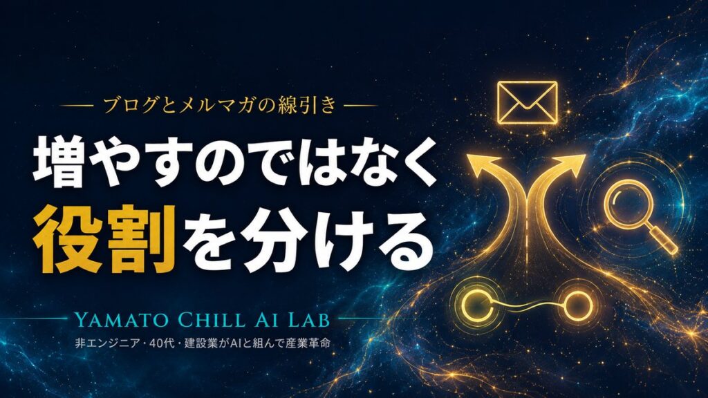 増やすのではなく役割を分ける — ブログとメルマガの線引きを表したアイキャッチ
