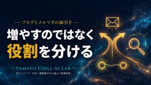 増やすのではなく役割を分ける — ブログとメルマガの線引きを表したアイキャッチ