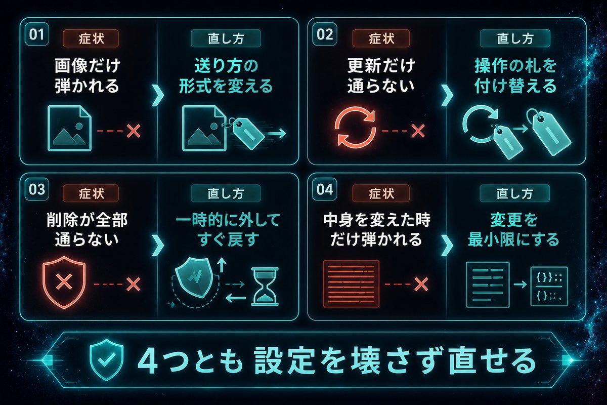403エラーの4つの症状と、それぞれの直し方を整理した分類図