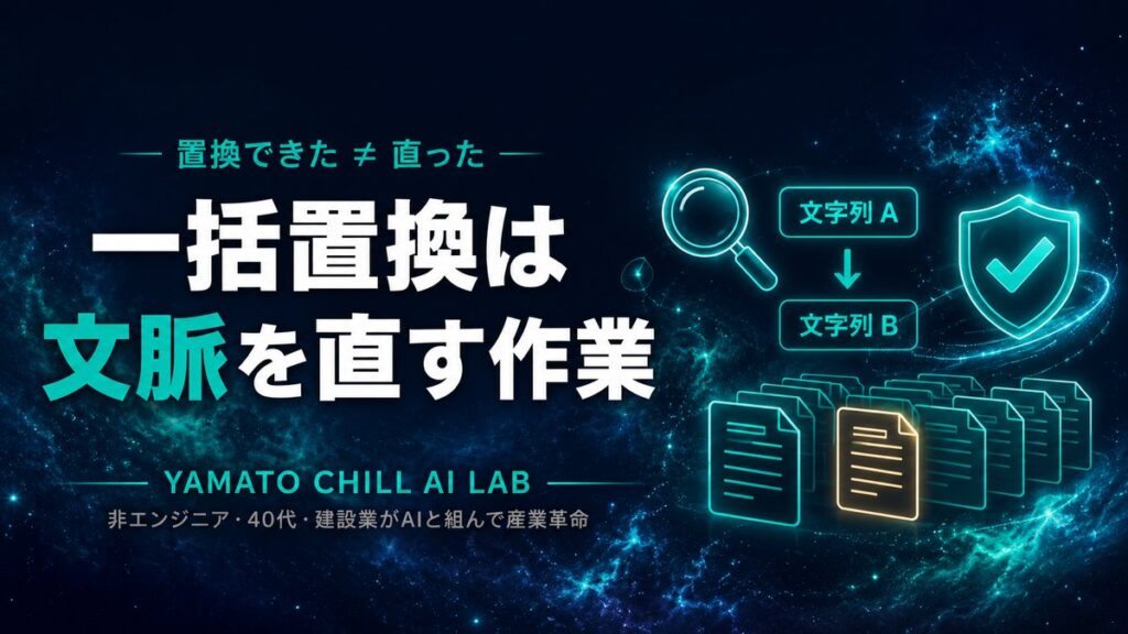 置換したあとに文脈の食い違いが残ることを示すイメージ