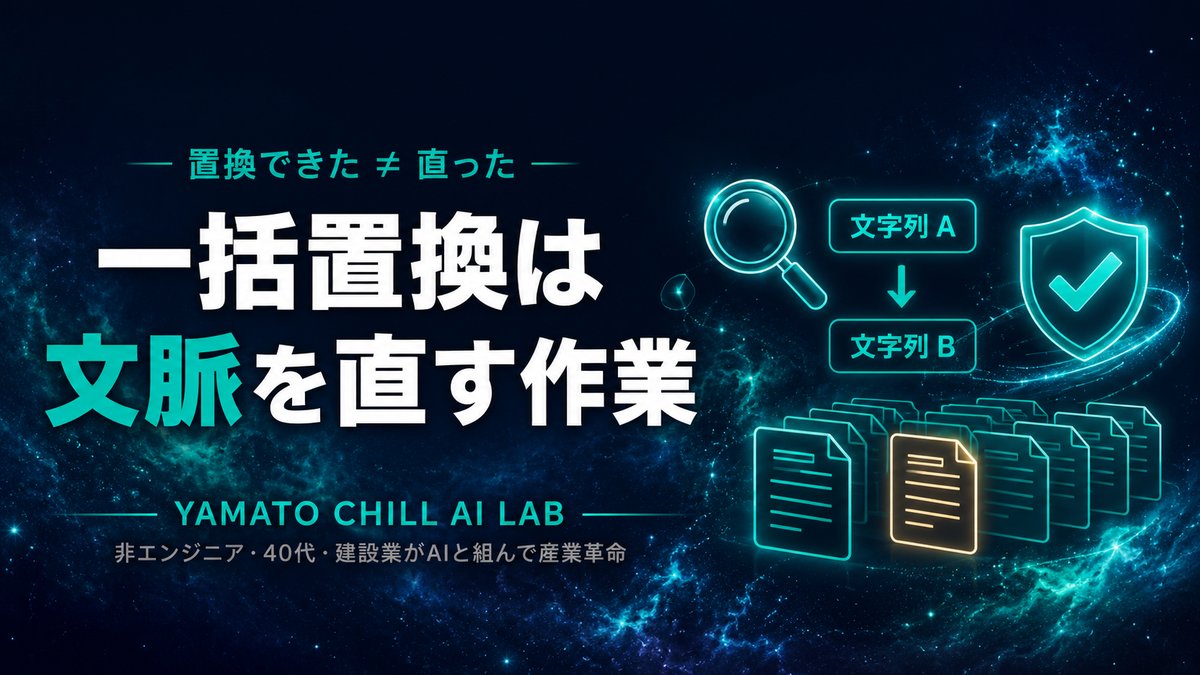 置換したあとに文脈の食い違いが残ることを示すイメージ