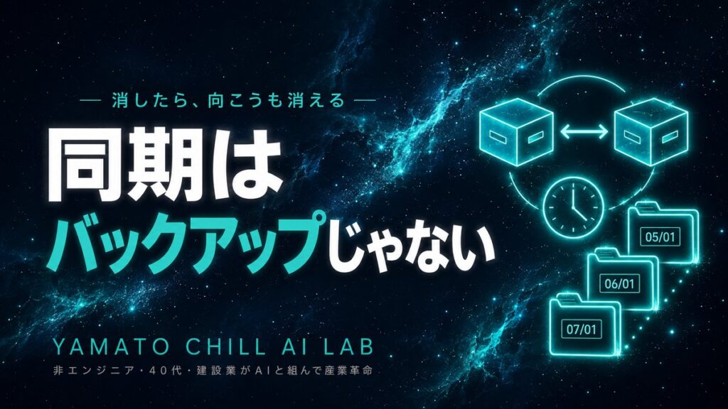 同期とバックアップが別物であることを示すイメージ