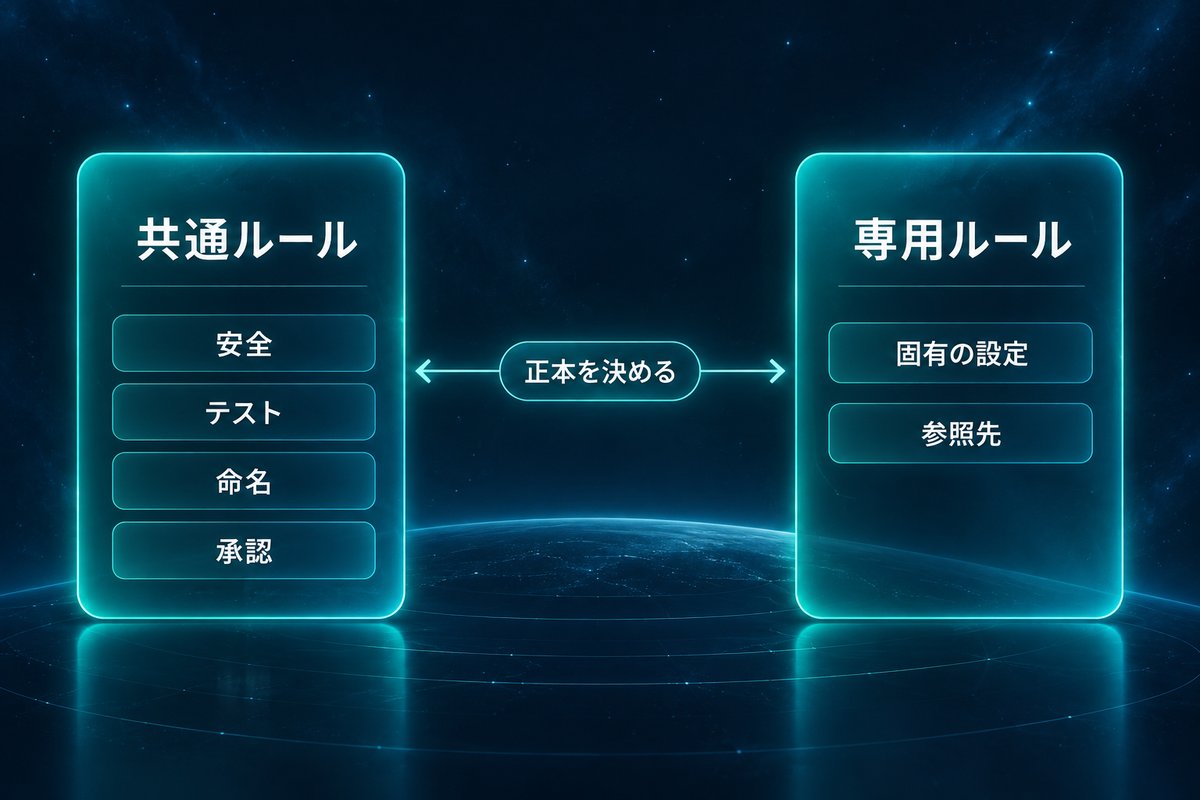 共通ルールと専用ルールを分ける比較図