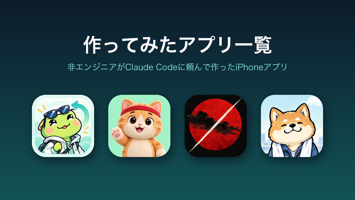 作ってみたアプリ一覧（iPhoneアプリ4本のアイコン）