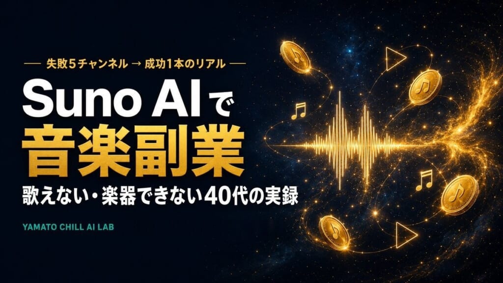 失敗5チャンネルから成功1本へ Suno AI で音楽副業を始めた40代非エンジニアのアイキャッチ