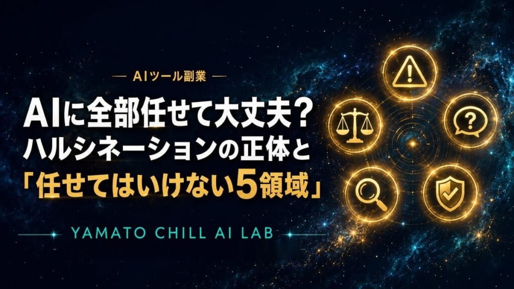 AIのハルシネーションと任せてはいけない5領域を示すアイキャッチ