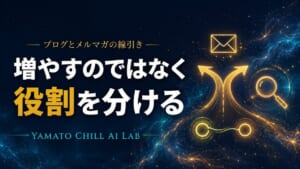 増やすのではなく役割を分ける — ブログとメルマガの線引きを表したアイキャッチ