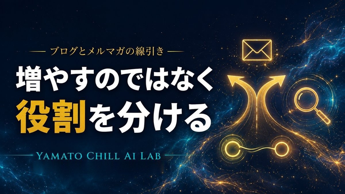 増やすのではなく役割を分ける — ブログとメルマガの線引きを表したアイキャッチ