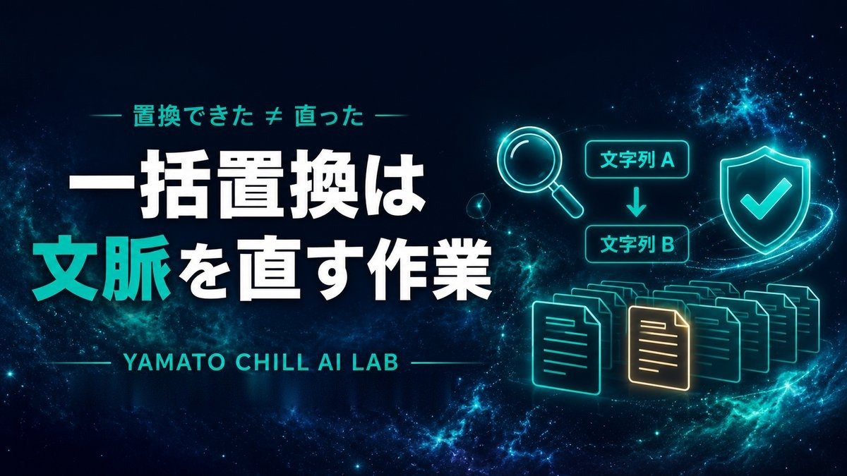 置換したあとに文脈の食い違いが残ることを示すイメージ