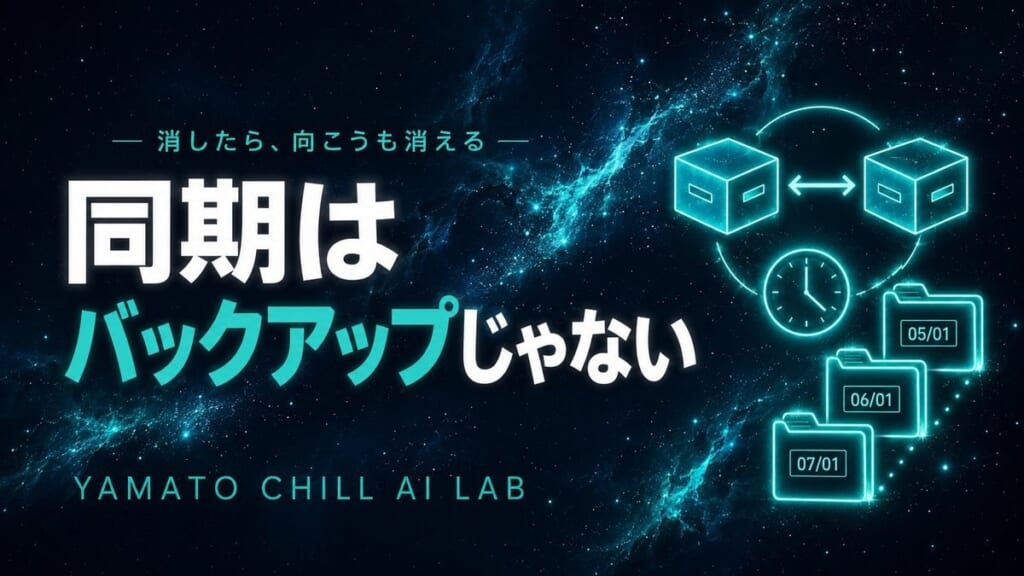 同期とバックアップが別物であることを示すイメージ