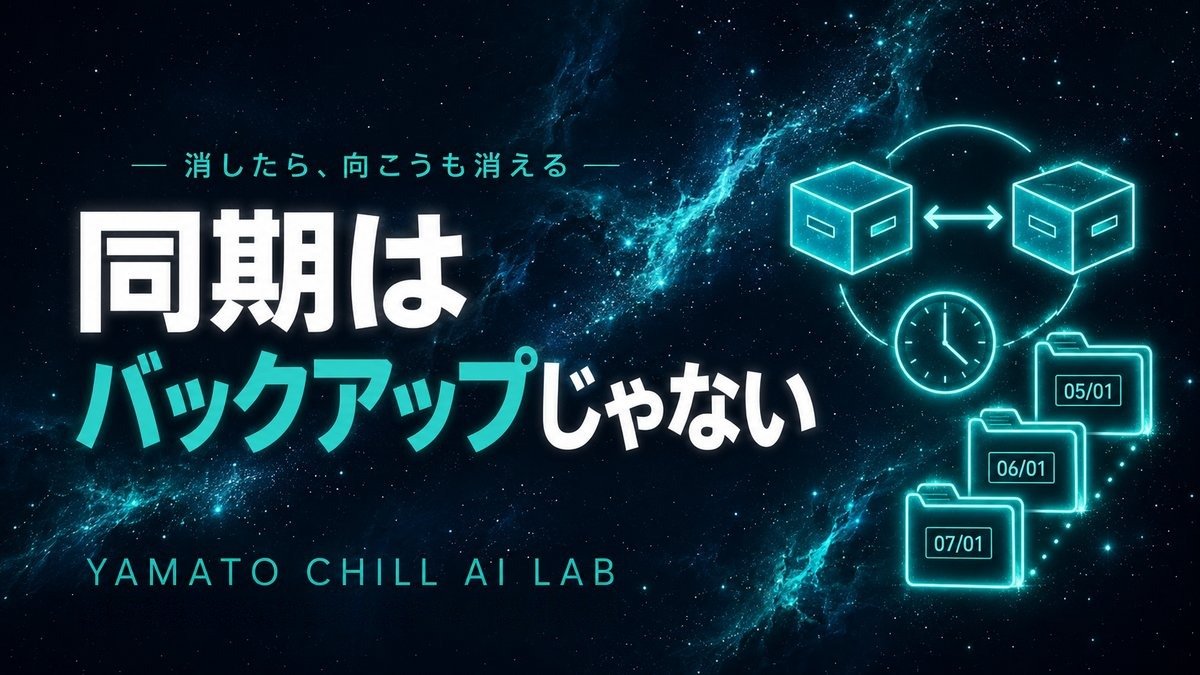 同期とバックアップが別物であることを示すイメージ