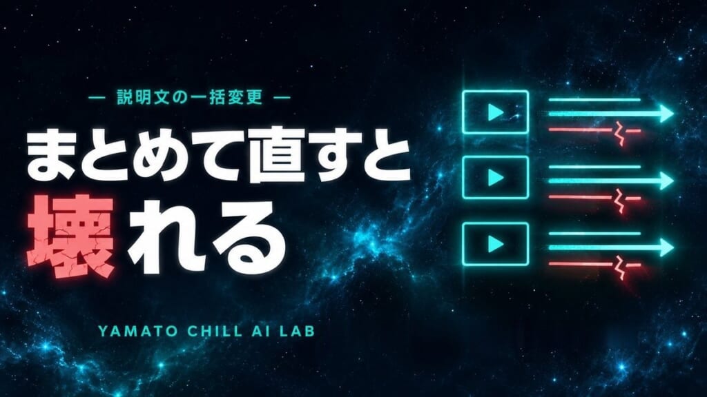 動画の説明文をまとめて書き換える作業のイメージ