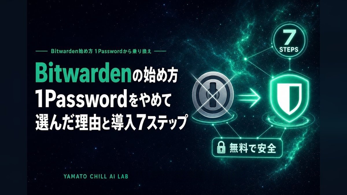 Bitwardenの始め方1Passwordから乗り換えた7ステップのアイキャッチ