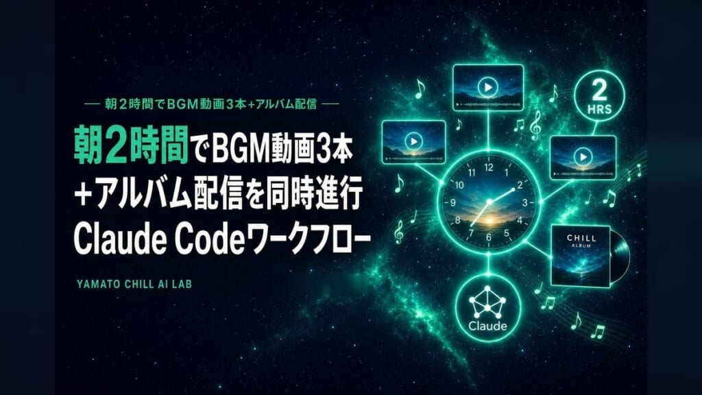 朝2時間でBGM動画3本+アルバム配信を同時進行するワークフローのアイキャッチ