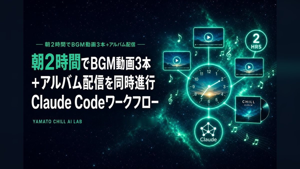 朝2時間でBGM動画3本+アルバム配信を同時進行するワークフローのアイキャッチ