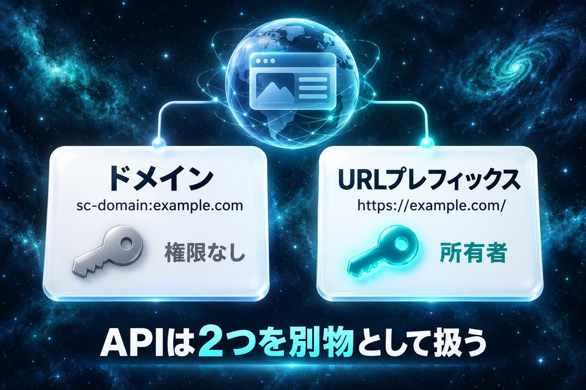 同じサイトでもドメインとURLプレフィックスは別のプロパティとして扱われる図